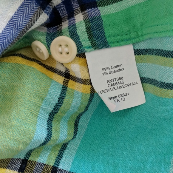 {J.Crew} Boy Shirt in Green Plaid Size 4 - Picture 8 of 8